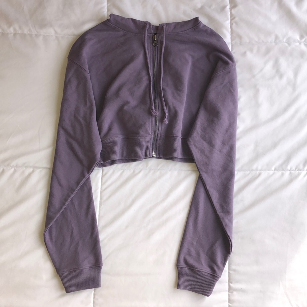 WF lavender crop hoodie